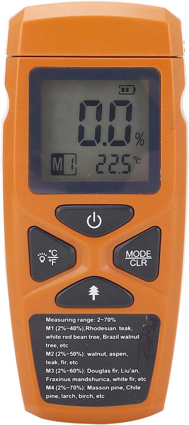 Digital Pin Type Wood Water Meter Detector for Wood, Wall, Firewood, Concrete Testing, Wood Water Meter for Carpentry Construction Work, Leak Detection
