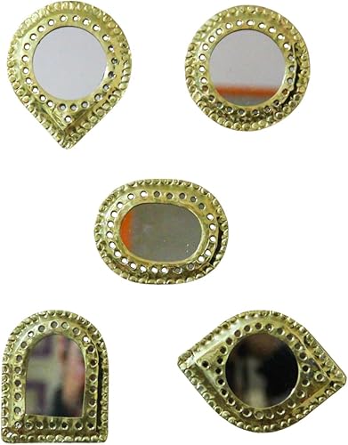 Juego de 5 espejos de pared pequeños decorativos para sala de estar, espejos octágonos ovalados de ojo de arco redondo dorado para decoración de