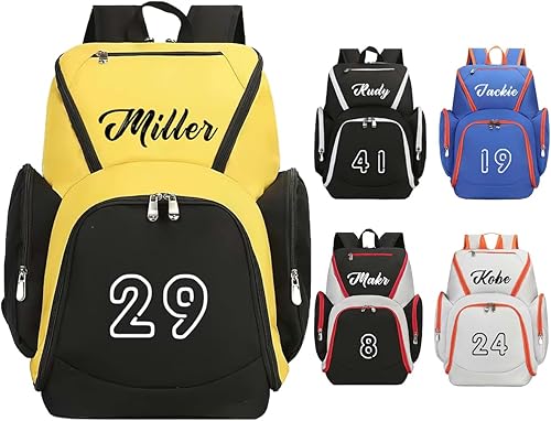 Miniatura 8 de COTVERSE Basketball Bag for Boys, Custom Basketball Backpack Soccer Bag for School Boys, Personalized Name Number Bags