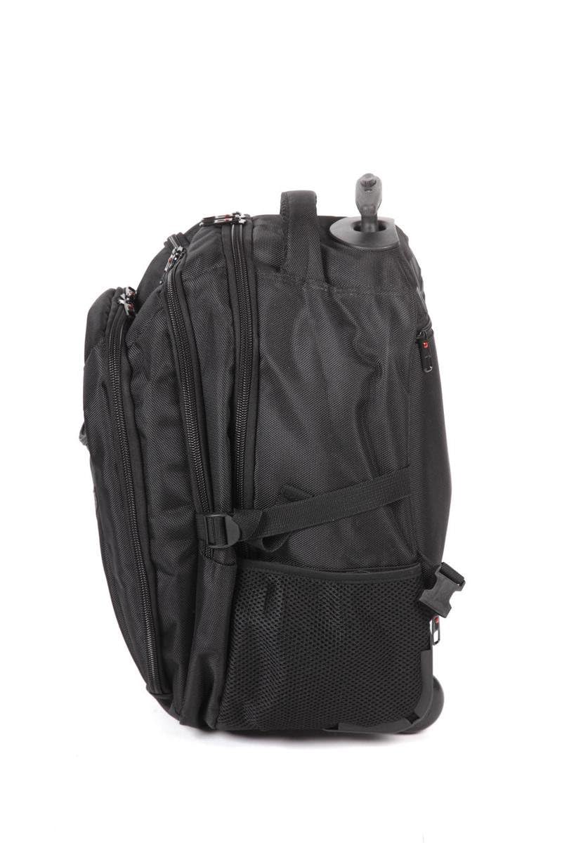 Adventure Bags - Mochila con ruedas 2 en 1, compartimento principal grande, compartimento para portátil, nailon impermeable, 2 ruedas de goma, Negro, 55 cm x 36 cm x 55 cm