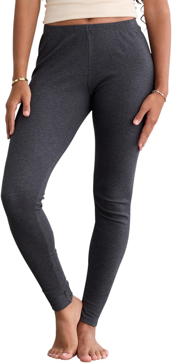 Fair Indigo Women's 100% Organic Pima Cotton Leggings Pants - 30" Inseam