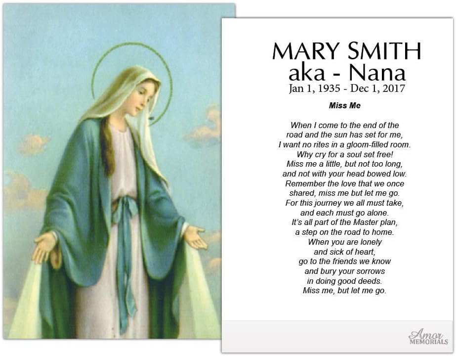 Funeral Memorial Prayer Cards - FPC1030EN Virgen