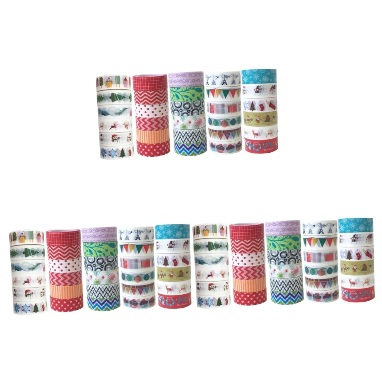 VILLCASE 90rollos Cinta De Washi De Navidad De Cinta Japonesa Dibujos De Personajes Navideños para Manualidades y Scrapbooking
