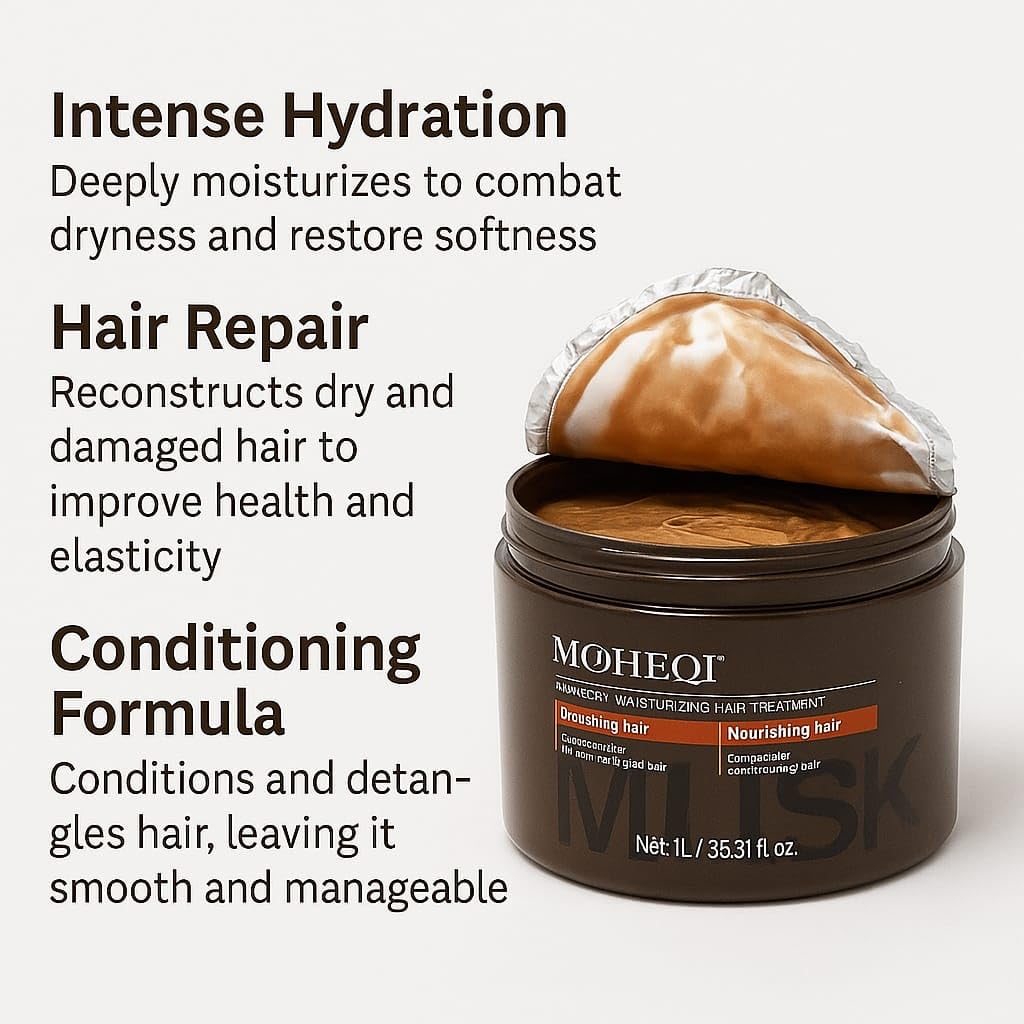 Deep Repair Hair Mask – Intensive Hydrating & Nourishing Treatment for Dry, Damaged Hair – Restores Elasticity, Prevents Split Ends, Strengthens & Softens – 1L/35.3 fl oz