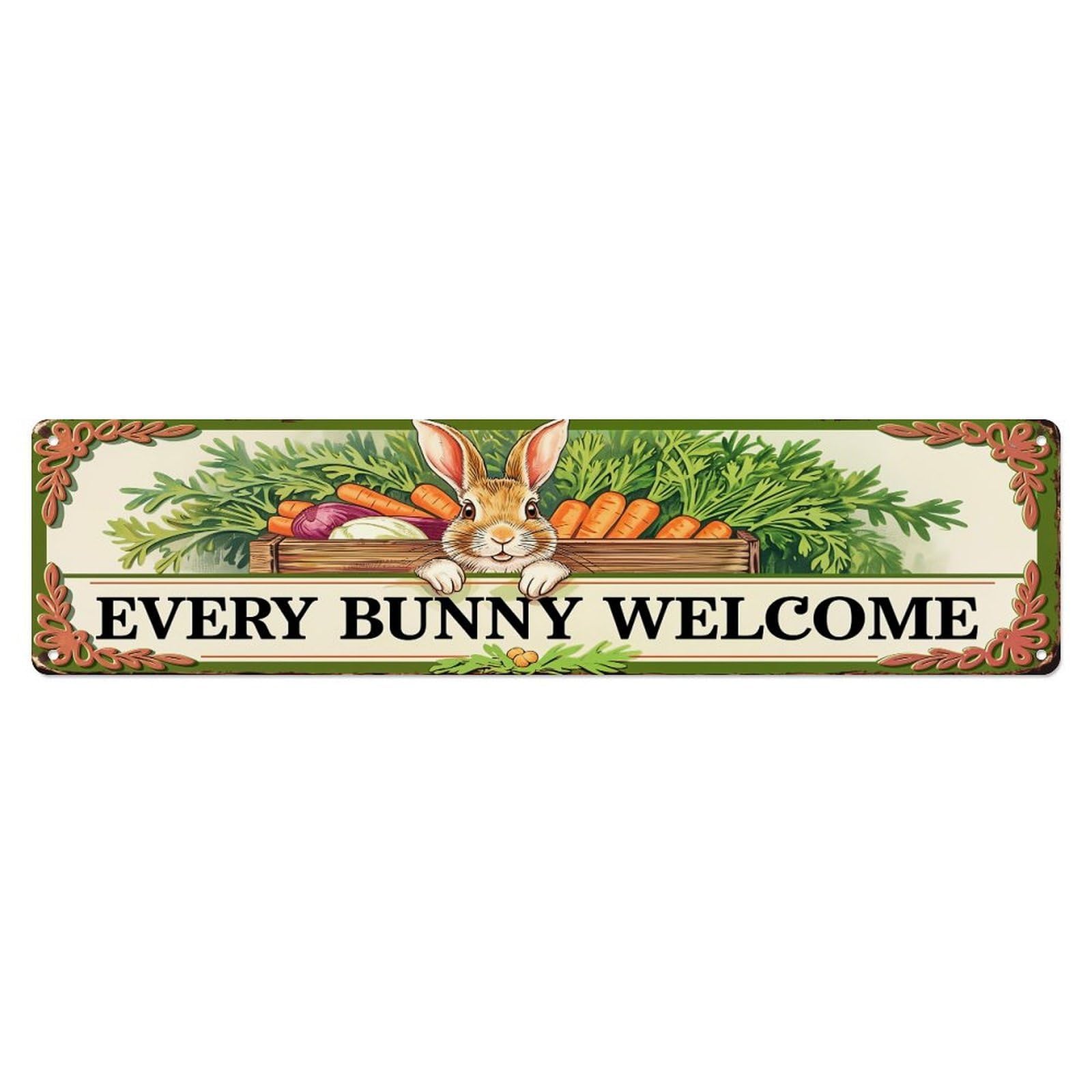 Every Bunny Welcome Sign Metal Tin Sign Plaque