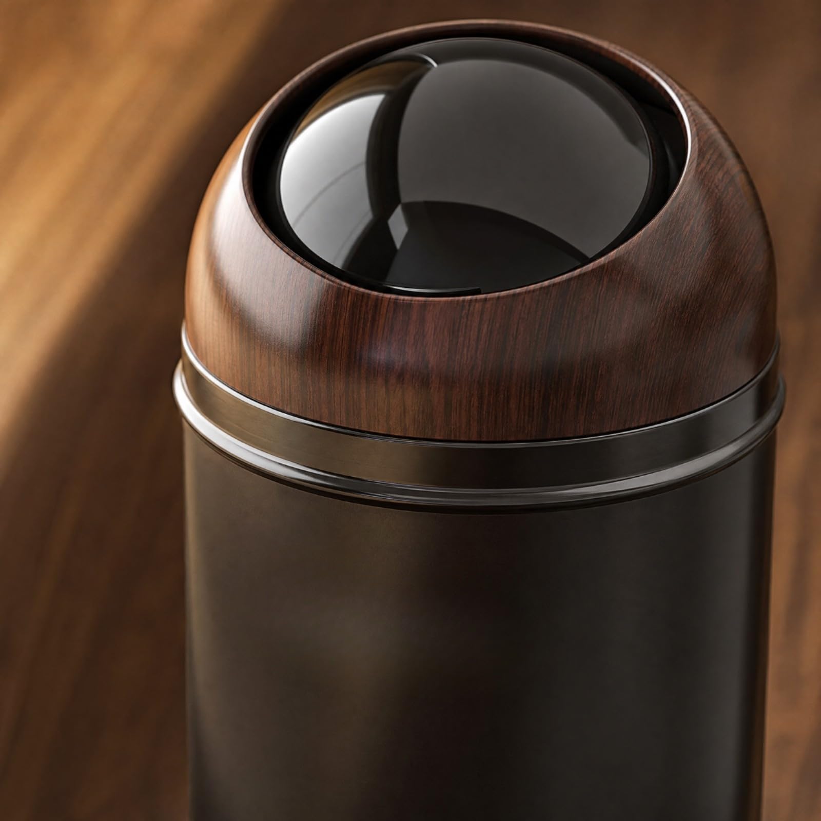 Cubo 10 litros con Tapa Abatible Sellado Contenedor Residuos con Doble Cubo Interior y Exterior Compacto para Salón, Negro