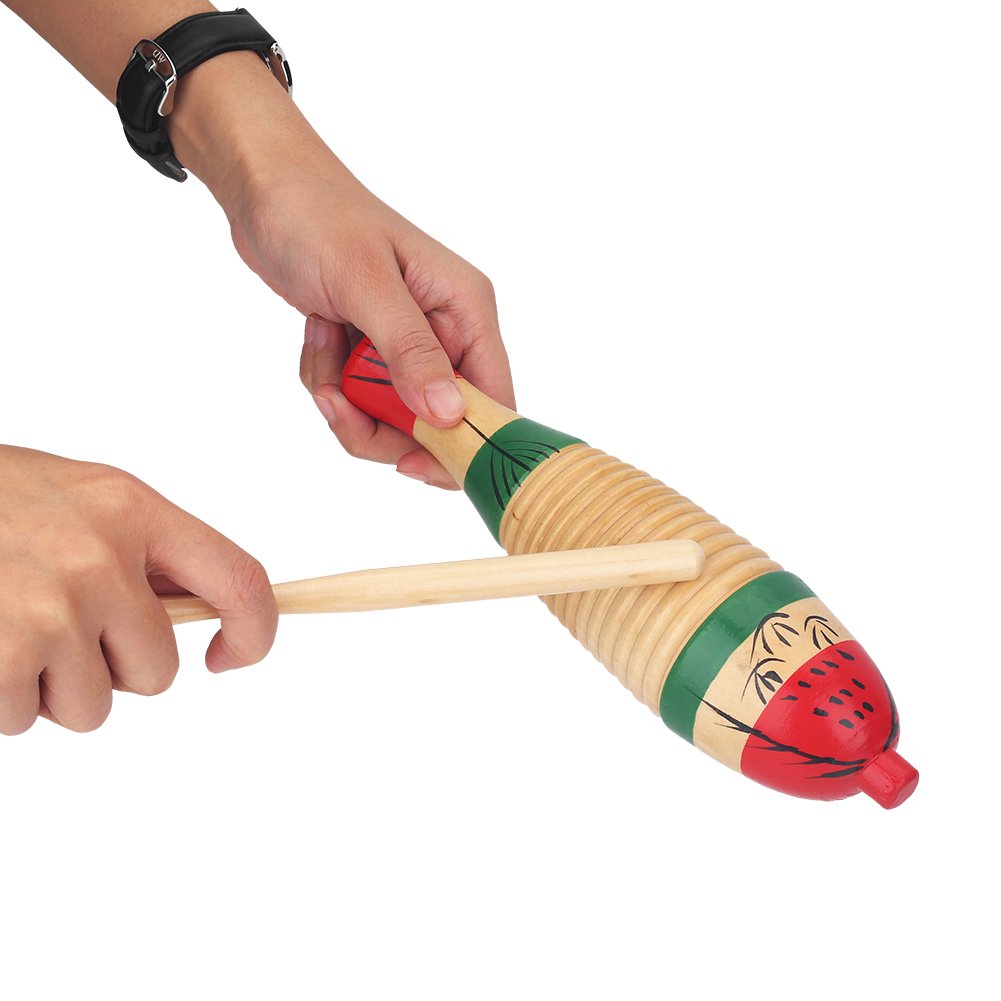 Wooden Guiro Wood Percussion Musical Instrument Colorful Fish-shaped Guiro Gifts with Rhythm Stick - Image 4