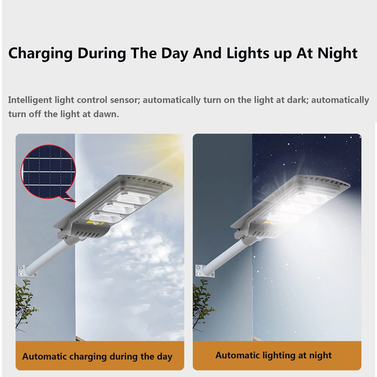 Lampa zewnętrzna LED o zmierzchu do świtu z czujnikiem ruchu, super jasna, wodoodporna lampa solarna, do parkingu, ulicy, drzwi wejściowych, podwórza (120 W)