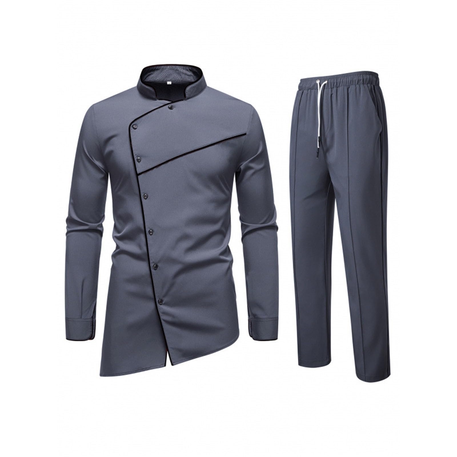 Generisch Set uniforme da cucina professionale da uomo con colletto alto, giacca da chef Set con pantaloni da cucina, giacca da cucina, hotel cafe, abbigliamento da lavoro, camicetta da uomo, camicia