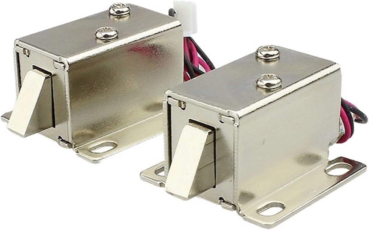 Small Solenoid Valve Lock 12V electromagnetic Lock Latch Tongue Electric Control Lock Back-Pull Micro Electronic Lock Drawer Locker Lock (Size : 12V with Tail Rod)