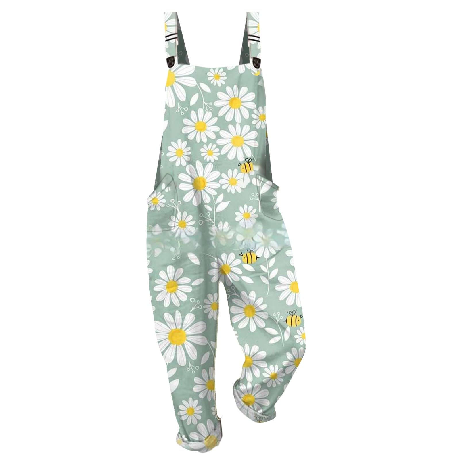 Generico Salopette Donna Estiva Lunga Elegante Tuta Jumpsuit Intera Curvy Casual Moda Stampa Jumpsuits Comoda Larga Pantaloni Da Lavoro Con Tasca Leggera Baggy Salopettes Casa, Playsuit Spiaggia