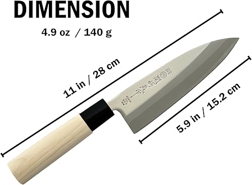 Miniatura 9 de KAKUSEE Seki Tsubazo - Juego de cuchillos Deba pequeños de 3.9 pulgadas y paños de pintura japonesa, cuchillo de chef japonés para pescado y carne,