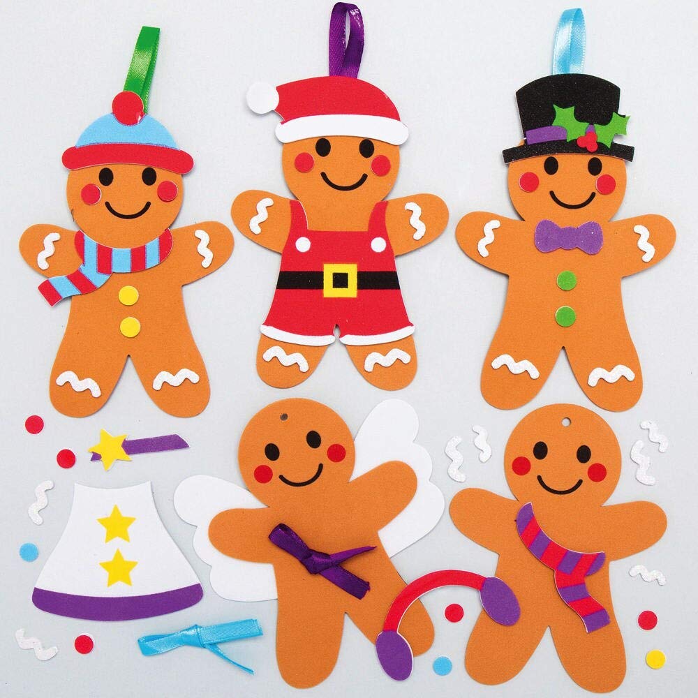 Baker Ross Gingerbread Man Mix and Match Kits - Pack of 8, Christmas Arts and Crafts and Christmas Decorations for Kids (AX357)