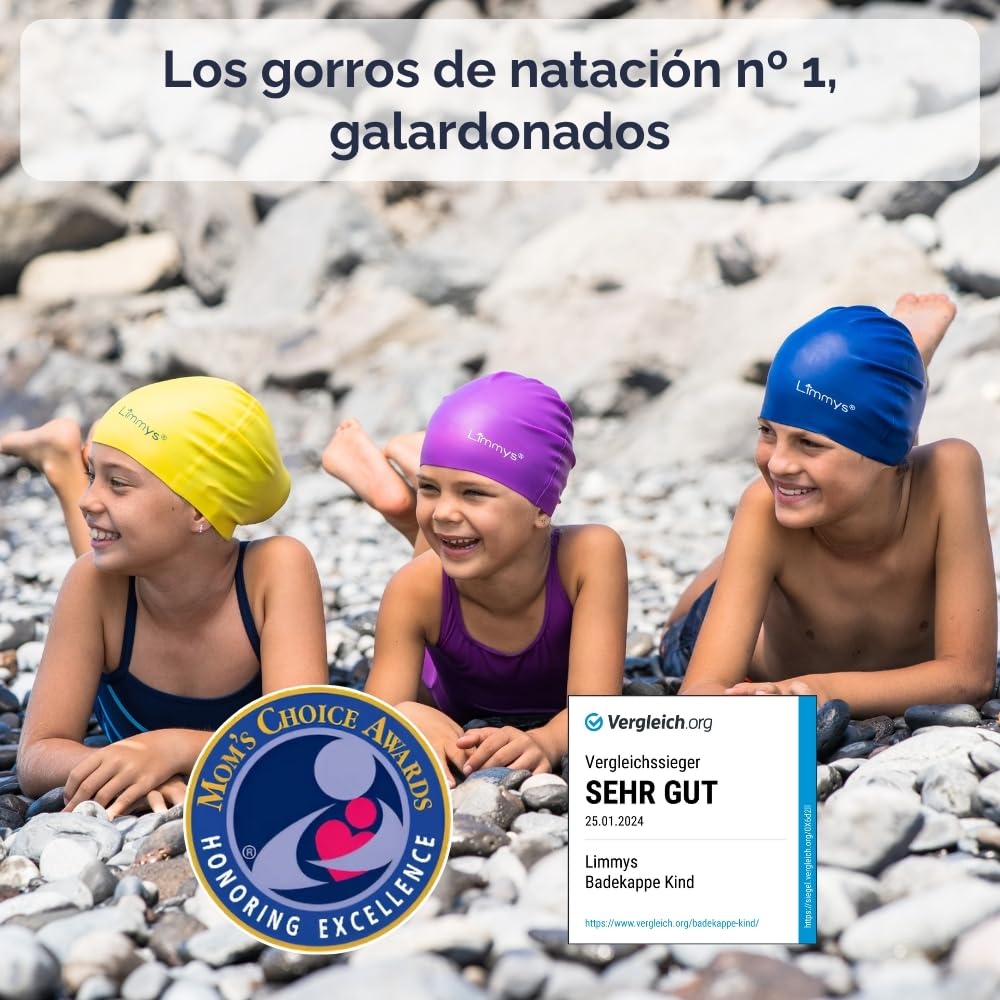 Limmys Gorro de Silicona para Niños Suave Elástico Antideslizante Flexible Protección de Oídos Sin Látex
