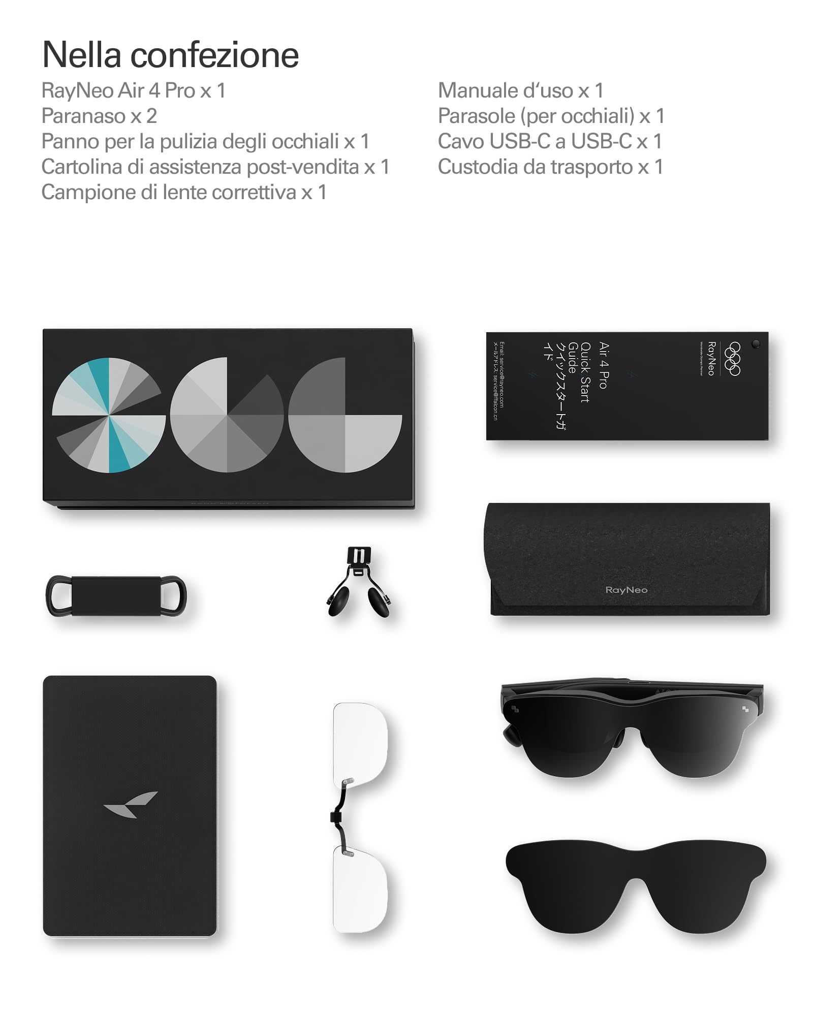 RayNeo Air 4 PRO Occhiali AR/XR, Display HDR10, Chip Vision 4000, Cinema Virtuale 201 Pollici, Audio di Bang & Olufsen, 3D per Film e Giochi per iPhone 17,16,15/Android/Switch 2/Mac/Steam Deck/PS4/5