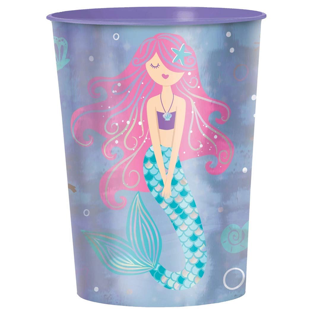 AmscanShimmering Mermaids Favor Cup, 16 oz. - 1 Count - Vibrant & Durable Party Accessory, Perfect for Parties & Events