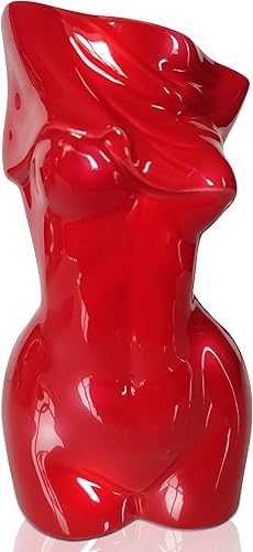 Miniatura 9 de Florero de cerámica  8 x 4 pulgadas  Jarrón moderno de cuerpo femenino  Jarrón con forma de mujer para decoración del hogar (blanco)