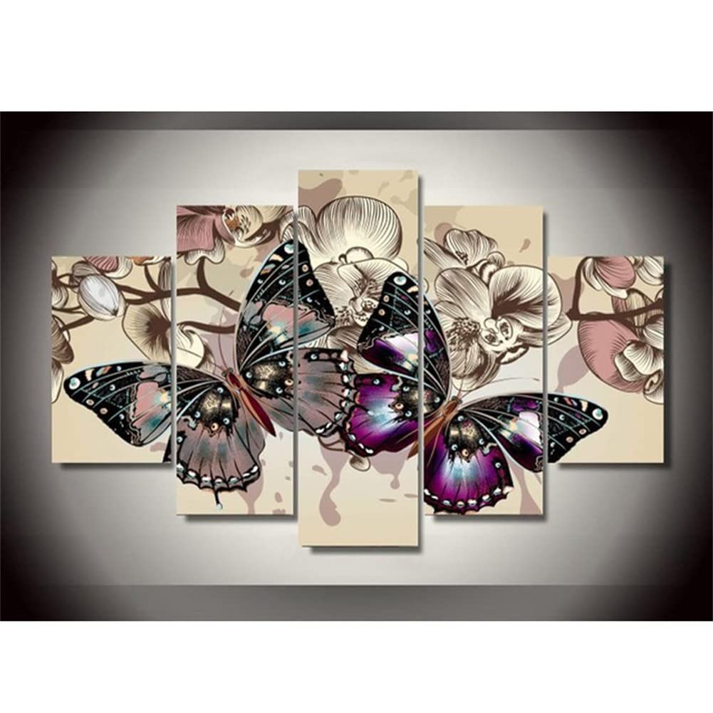 Broderie diamant salon pour une décoration murale DIY élégante au motif papillon