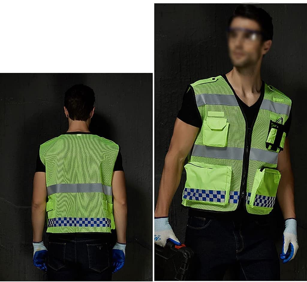 TOMYEUS Chaleco Reflectante de Alta Visibilidad con Cremallera de Bolsillo, Traje Reflectante para Correr en Bicicleta, Chaleco de Seguridad Transpirable Amarillo para Correr