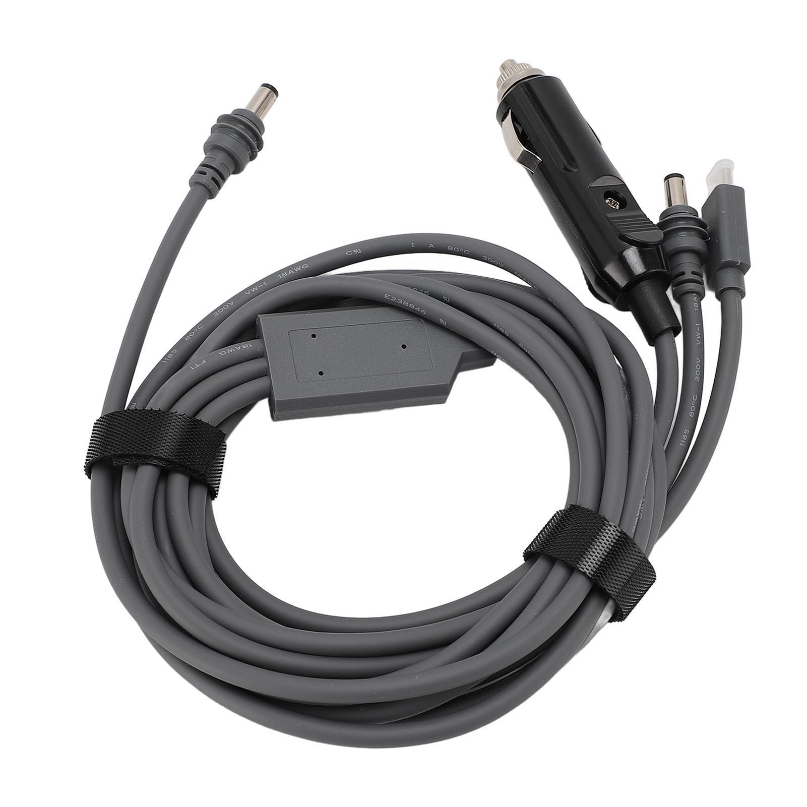 Przewód zasilający DC do USB C do Mini, 3 w 1 100 W adapter ładowarki samochodowej Wodoodporny kabel Mini, zewnętrzny przewód zasilający DC do podróży,