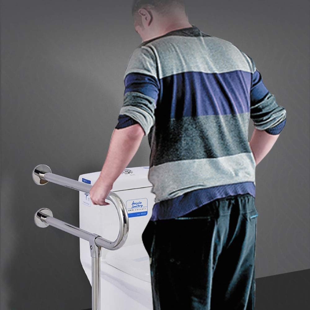 Chwytaki łazienkowe dla seniorów, 76 cm z nogami w kształcie litery U ze stali nierdzewnej montowane na podłodze uchwyty toaletowe prysznic bezpieczeństwo antypoślizgowy podłokietnik do łazienki Walk
