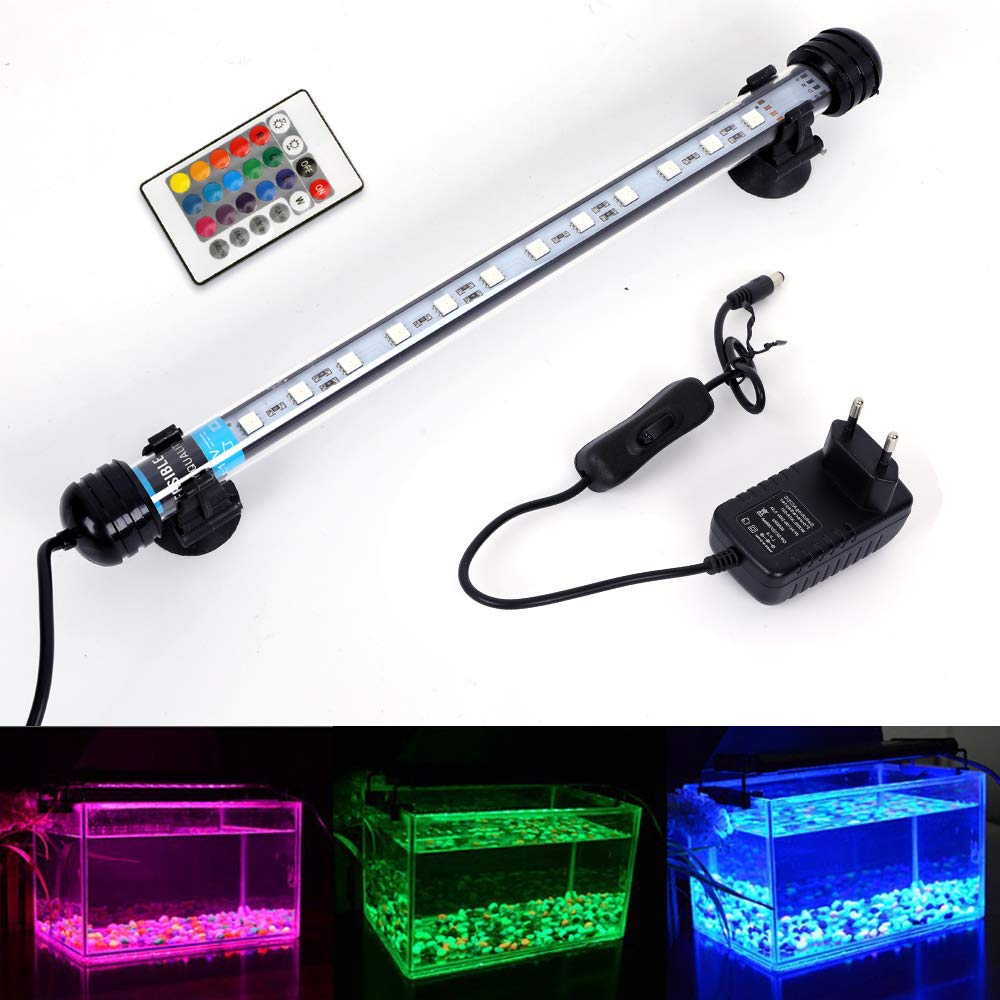 MLJ Acuario LED Iluminación, Iluminación LED para Acuarios Plantados Lámpara LED para Peceras Resistente al Agua Luz para (Deutschland Lagerhaus) (28cm, RGB)