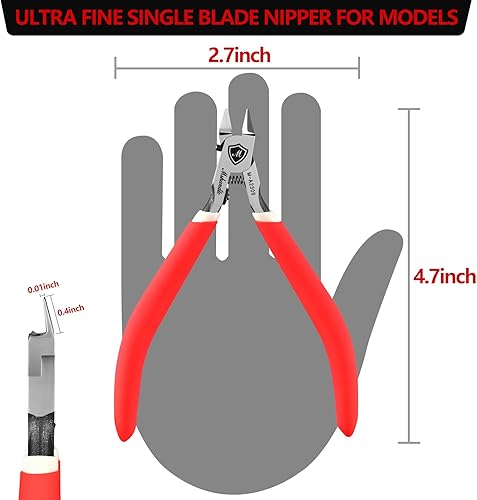 Miniatura 4 de mshandto Pinzas de modelo, pinzas Gundam ultra finas de una sola hoja de 4.8 pulgadas, pinzas de pasatiempos para cortador de bebedero, kit de