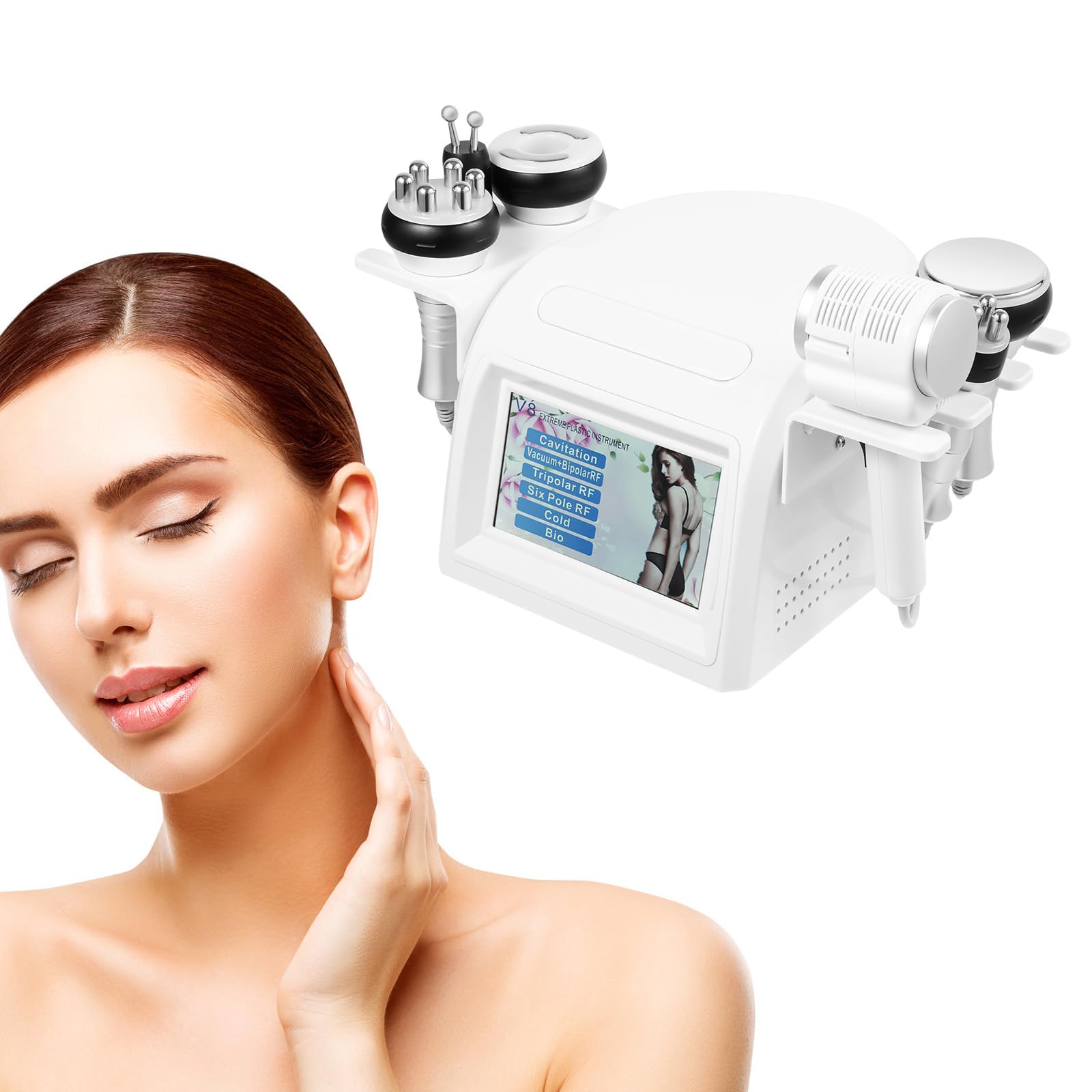 Cavitation RU-628 ダブルヘッド超音波美容器 Ultrasound Facial Body Skin Massager Machine RU 628 for Skin