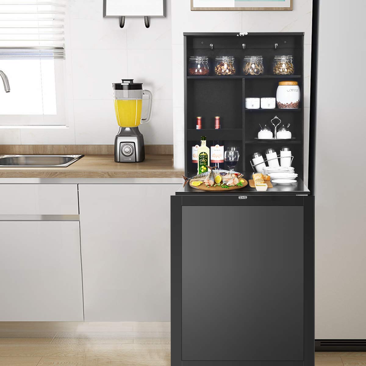 GOPLUS Eettafel met 3 vormen, consoletafel, inklapbaar, bijzettafel, hout, klaptafel met afgeronde hoeken, multifunctioneel, rond, modern, voor eetkamer, woonkamer, keuken, bruin