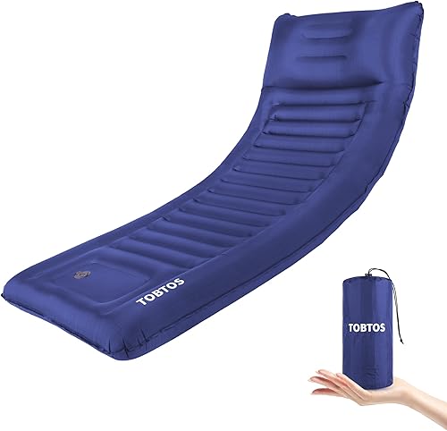 TOBTOS Colchoneta de dormir autoinflable con almohada, gruesa y ultraligera de 6 pulgadas con bomba integrada, alfombrilla de dormir ligera para