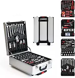Kit Maleta De Ferramentas 186 Pçs Cromo Vanadium Com Rodas Vermelha