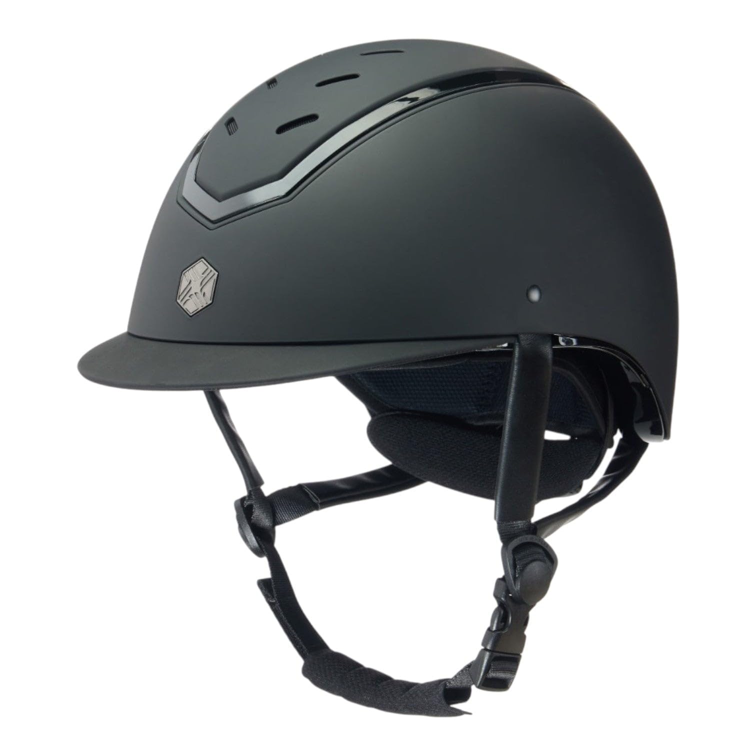 Charles Owen 2023 Casco da Equitazione Kylo Standard Peak - Nero Opaco/Nero Lucido -