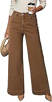 Dokotoo Women's High Waisted Stretch Wide Leg Jeans - Casual Loose Denim Pants with Pockets