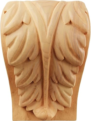 Miniatura 2 de Ekena Millwork CORW04X03X06BARO - Ménsula de madera de bloque de hoja de acanto grande, 3 34 pulgadas de ancho x 3 14 pulgadas de profundidad x 6