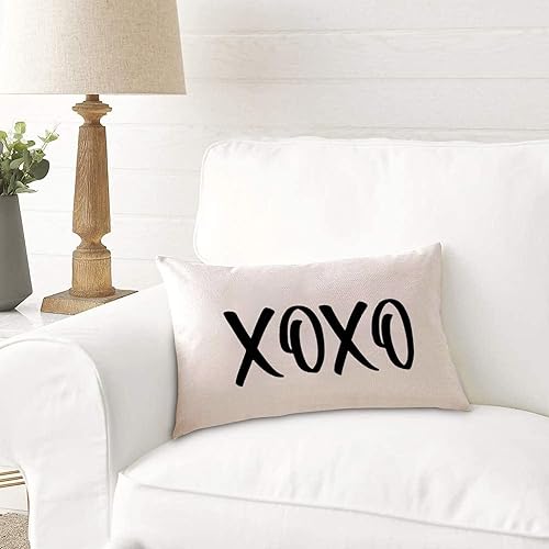 Miniatura 8 de Fundas de almohada decorativas de 12 x 20 pulgadas de algodón y lino con estampado de leopardo XOXO para el día de San Valentín para el sofá el día