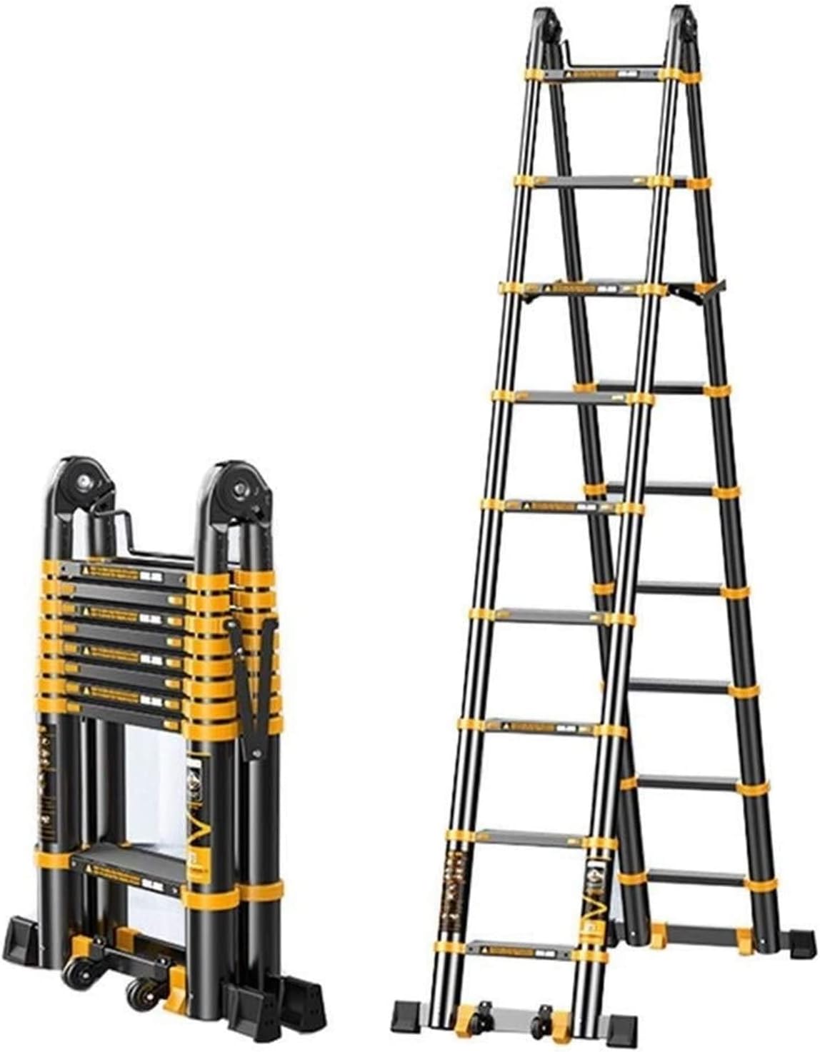 OKUOKA Ladders,Telescoping Ladder Extension Collapsible Loft Ladder Multi-Purpose Folding Aluminum Telesportable Ladder for Home/10.76Ft/3.28M