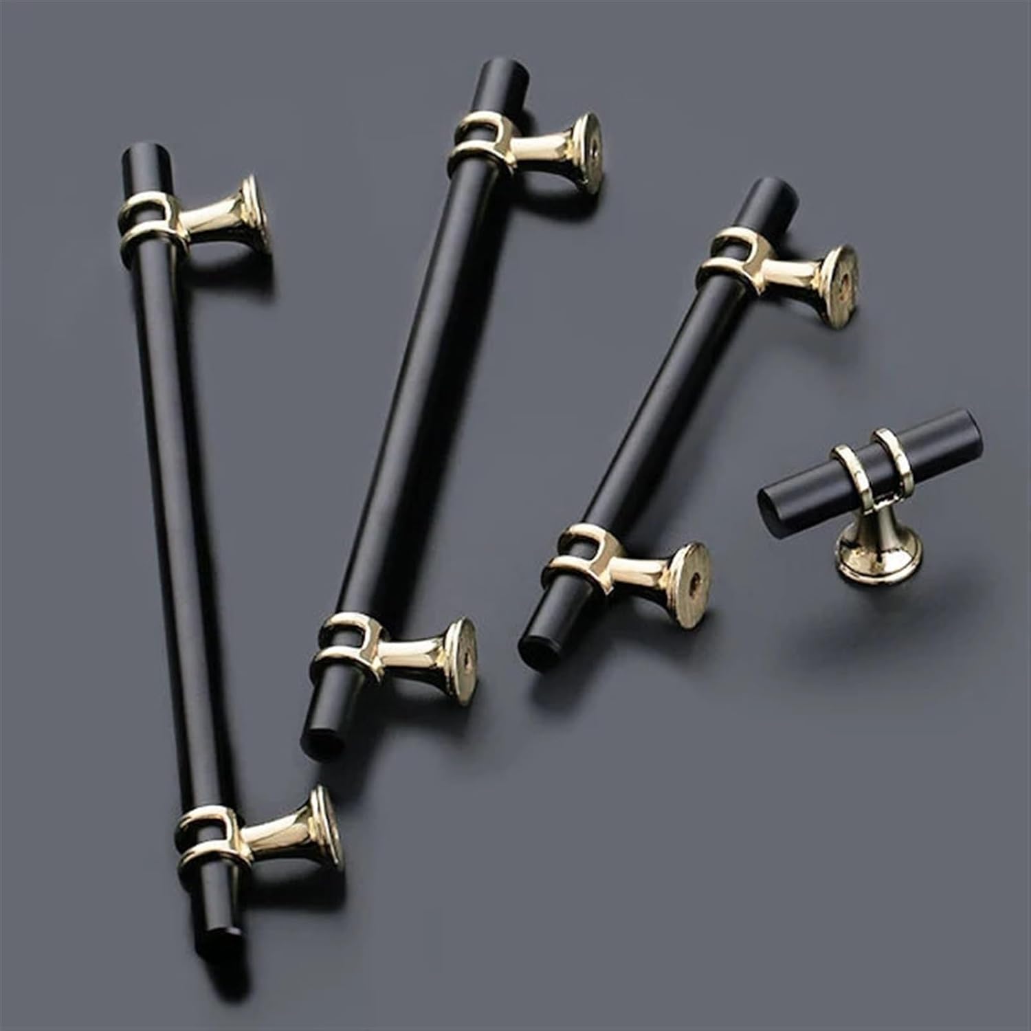 Lengthen Furniture Handle Gold Cabinet Knob Drawer Pulls Cupboard Handle Black Handle Pull Furniture Hardware for Kitchen 1Pcs (Color : Black Gold 128mm)