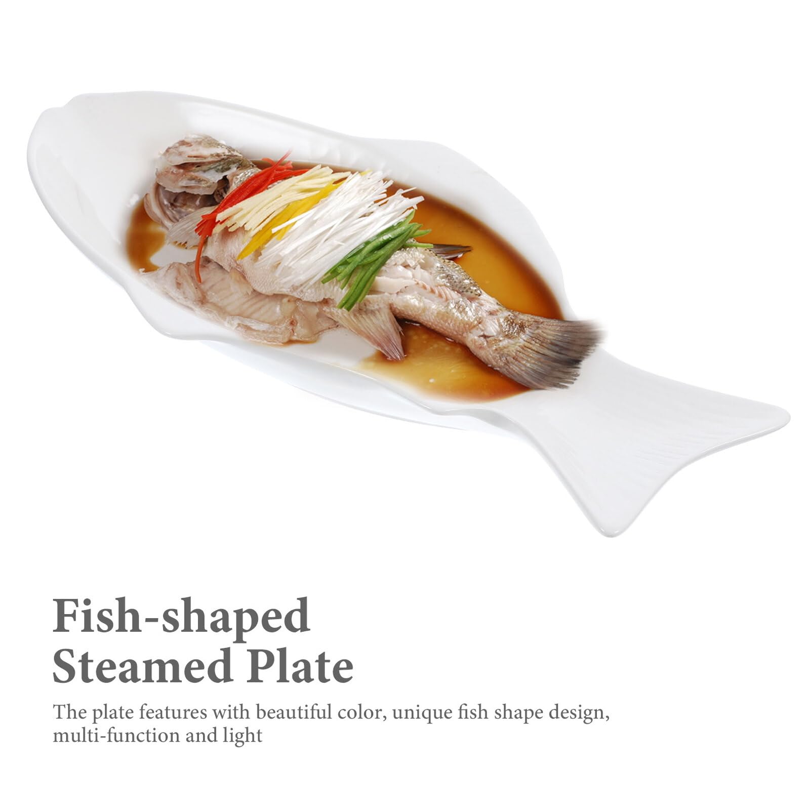 BESPORTBLE Plato de Cerámica para Pescado Diseño Único en Forma de Pez, Bandeja Ligera y Multifuncional Adecuado para Servir Mariscos y Aperitivos en Casa