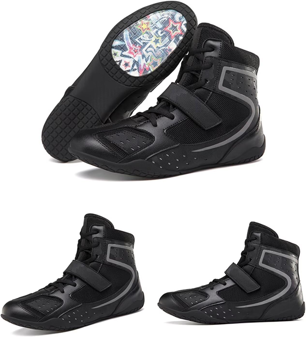 Men Wrestling Shoes - Women Boxing Shoes High Top Fitness Sneakers for Indoor Fitness Deadlift Squat Wrestling Fighting
