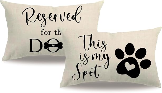7COLORROOM Dog Lumbar Pillow Covers Beige Double-Sided Printed Reserved for The Dog Funny Pet Paw Decor Cushion Cover Pet Dog Lover Pillowcases 1220 for Dog Lovers Moms Women Gifts Beige
