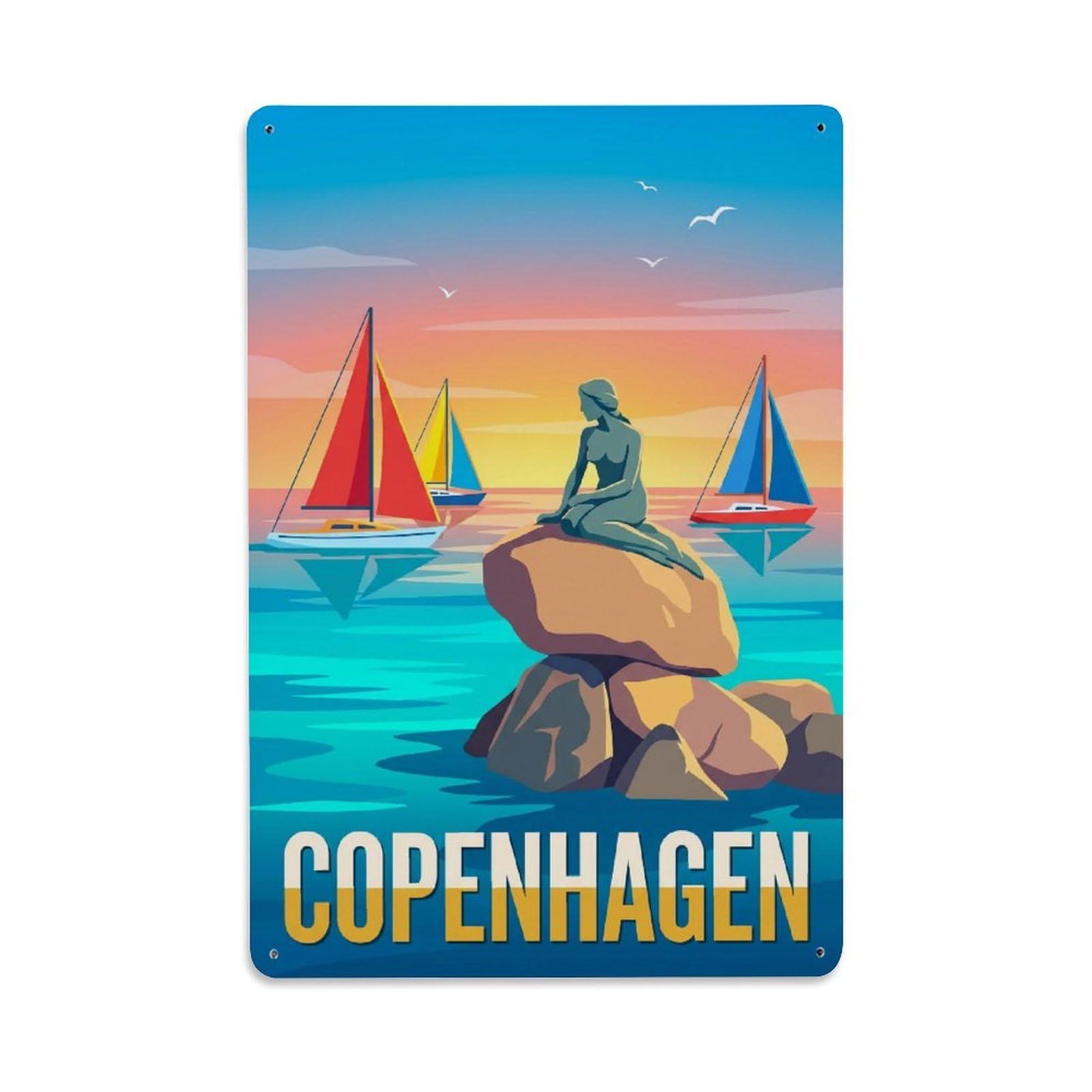 Este 8X12inch Style Vintage Travel Copenhagen Denmark Explore Metal Tin Sign