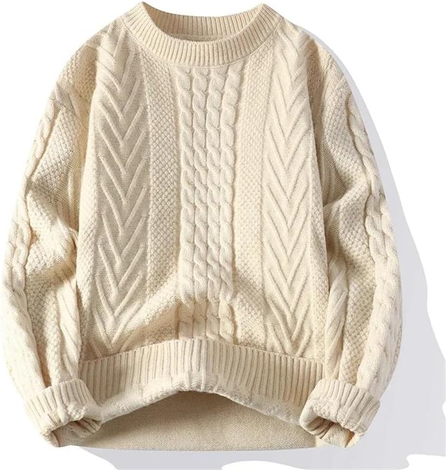 [Disimlarl] メンズフォールウィンターフリースセーターシックソリッドプルオーバーセータールーズ怠zyな快適な暖かいケーブル