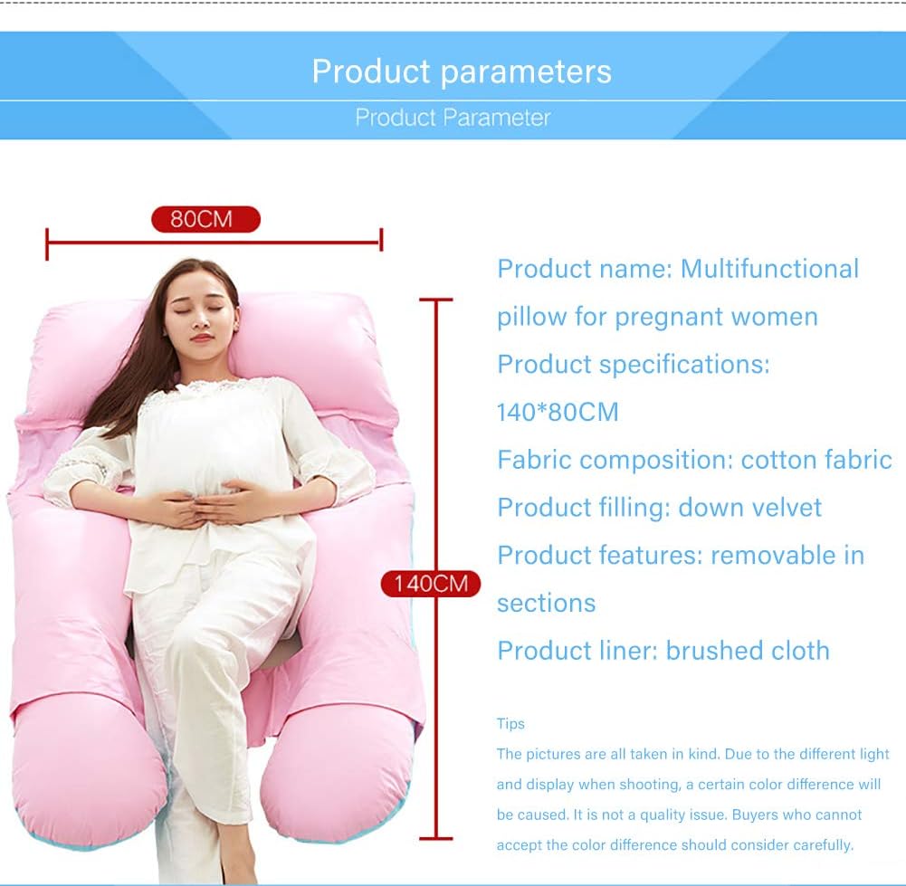Full Body Pregnancy Pillow U Shaped Satin Cover Maternity Support Pillow Cushion Pillow for Pregnant Women Pink