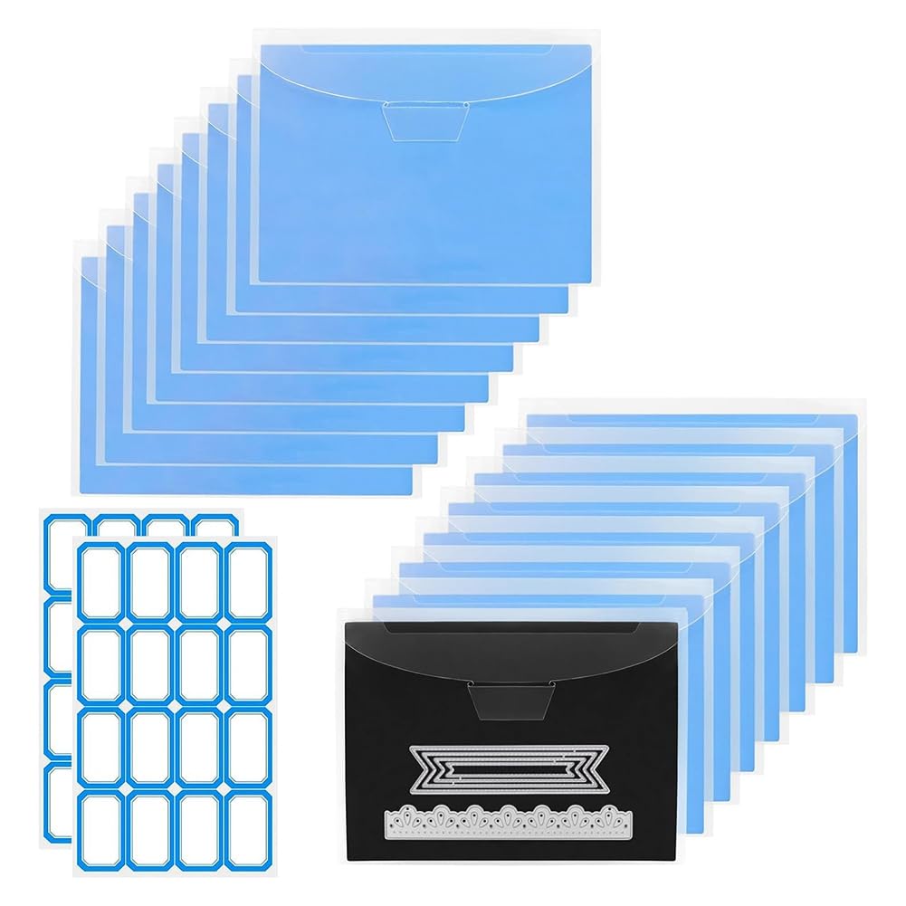 Geuxe 16 PCS Stamp and Die Storage Bag and Magnetic Sheet - Die Storage Set for Cutting,Scrapbooking,Storing Craft Dies-Blue