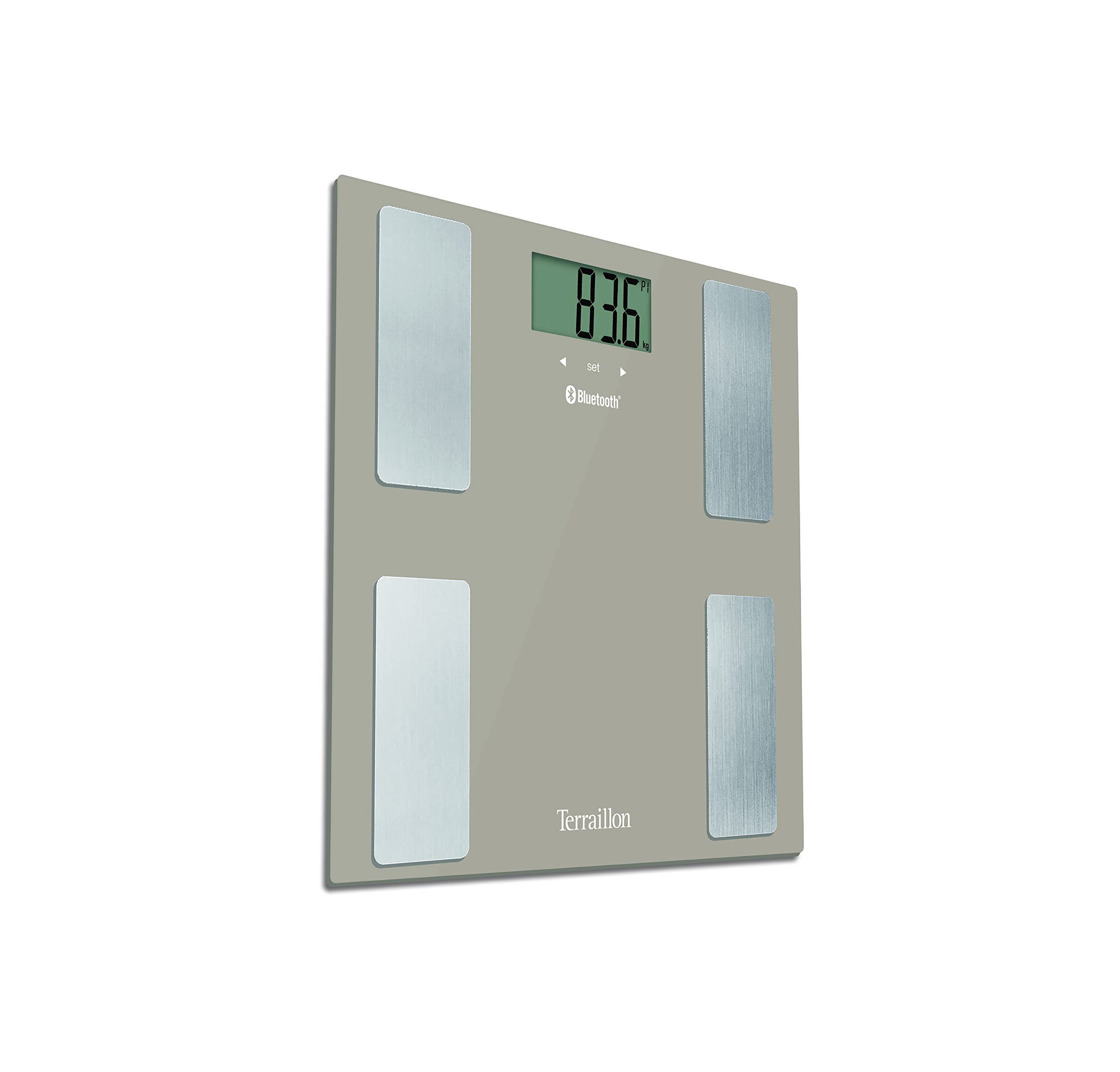 TERRAILLON Pèse Personne Connecté COACH CONNECT - IMC - 8 Utilisateurs - Bluetooth Low Energy - Capacité 160Kg - Marron