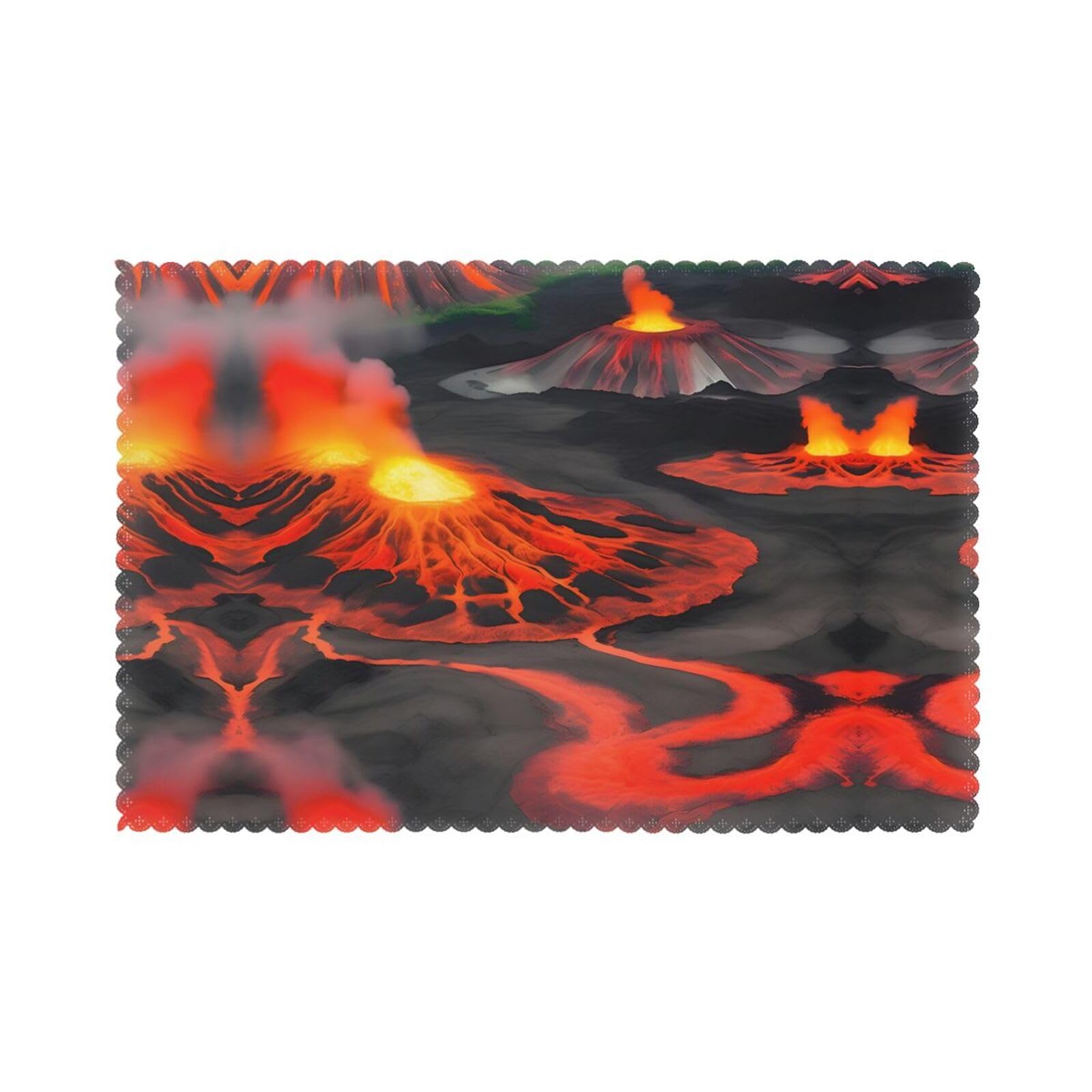 Kilauea Volcanos Christmas Placemats Set of 6,Washable Table Mats
