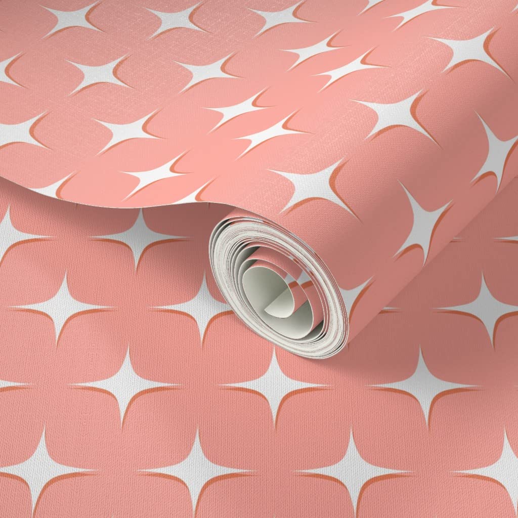 Removable Peel & Stick Wallpaper - Retro Atomic Age Mid Century Modern Design, 9ft X 2ft, Spoonflower