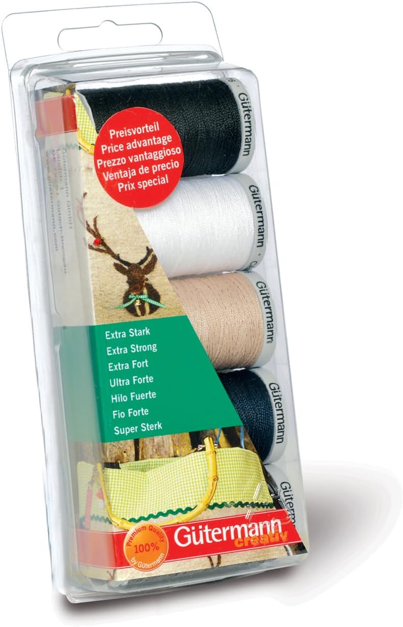 Gutermann 5 x 100 m X-Strong 100 Percent Polyester Thread Set