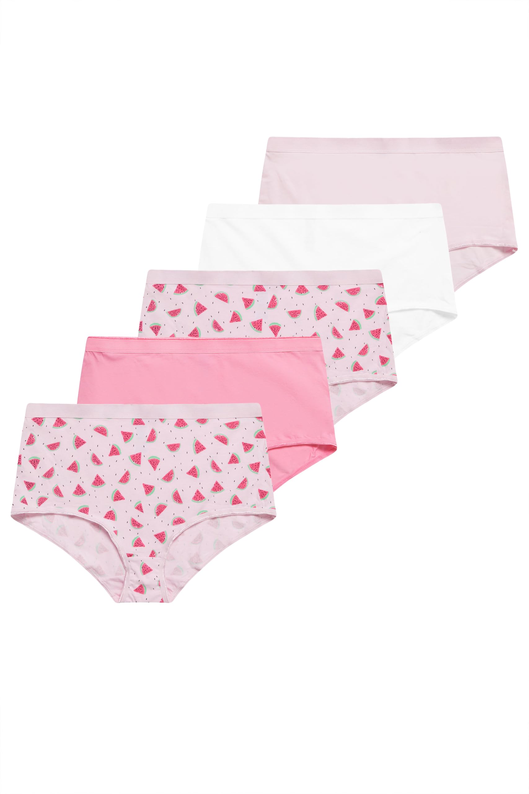 Yours Women's Multicolor 5 Pack Watermelon Print Full Briefs | Size: 22-24