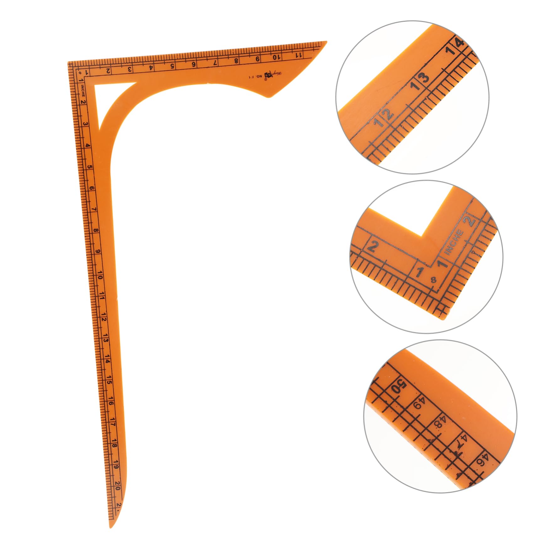 Regla de Corte en Forma de L para Costura y Patronaje | Plástico Naranja, Doble Escala Ángulo Recto, para Patchwork y Confección de Prendas